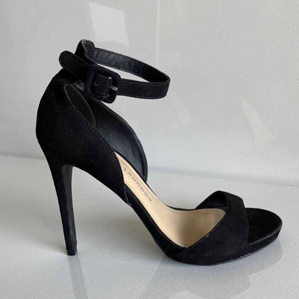 Chinese Laundry Ankle Strap Heels, 6.5 size, Black Suede